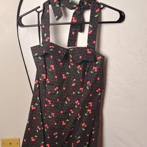 Pinup style halter top knee length dress
